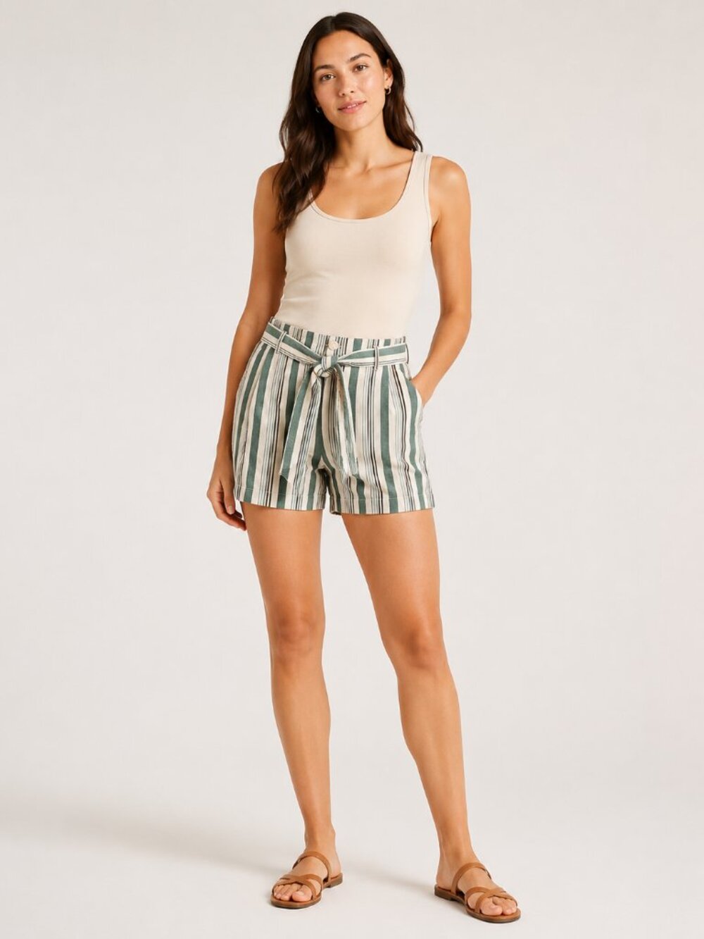Ann Taylor LOFT, women’s striped shorts, tie waist